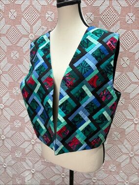 Handcrafted Patchwork Art Vest Sz Lg